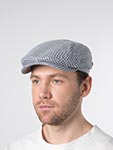 Кепка LIERYS арт. 6383205 DRIVER CAP LINEN SILK HOUNDSTOOTH (синий / бежевый)